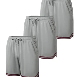 3-piece solid color sports shorts